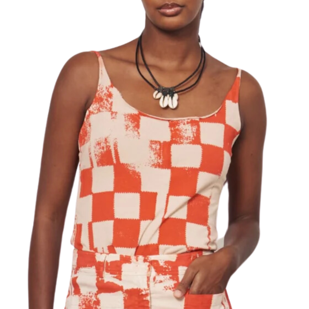 Dakar Tank Top in Camel & Tomato