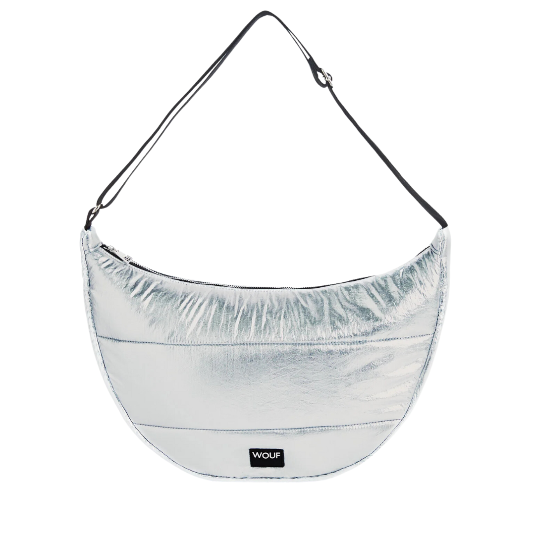 Glossy Large Crossbody Bag in Silver