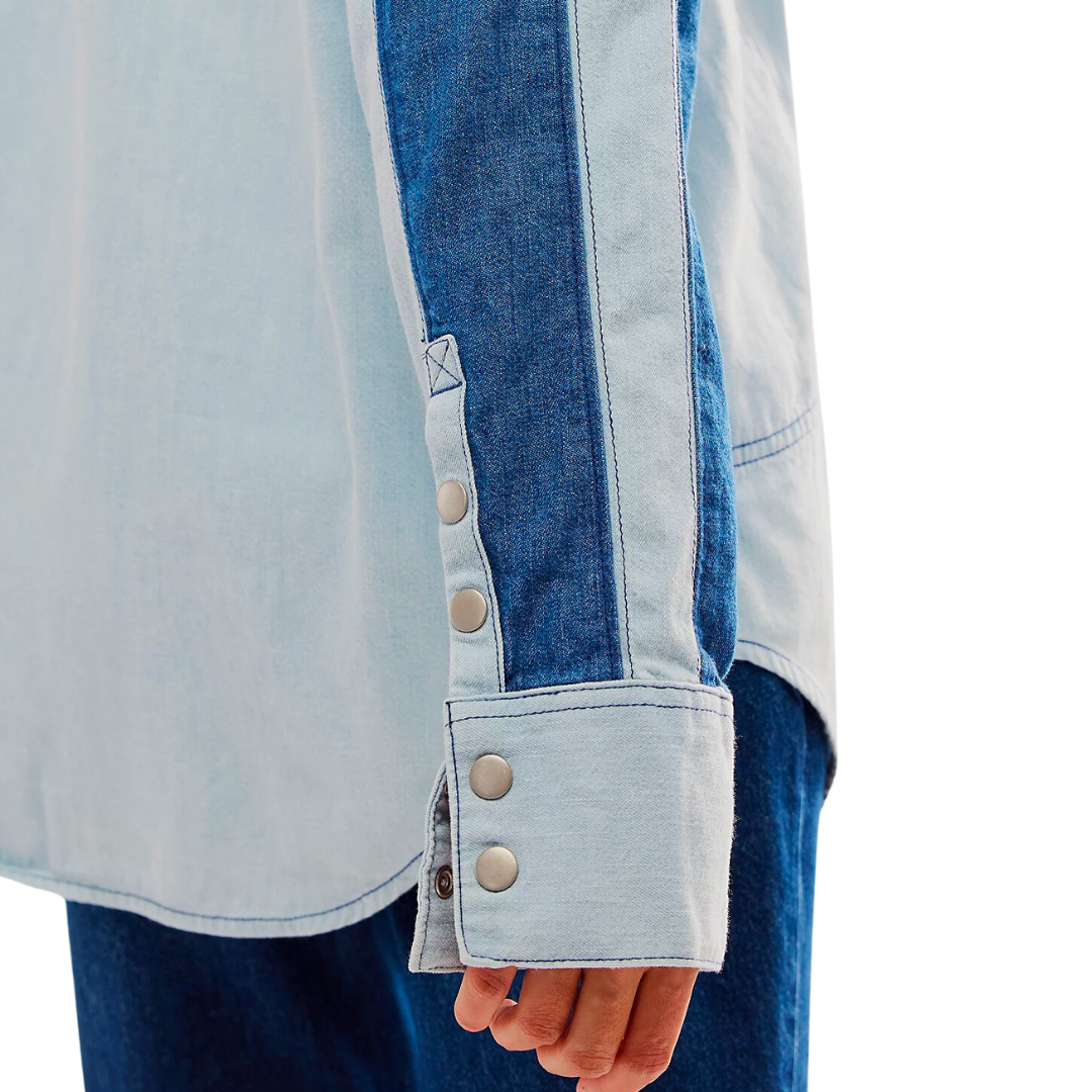 Moto Colorblock Shirt in Blue Combo