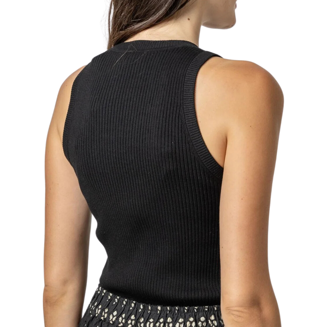Perfect Rib Tank Sweater in Black