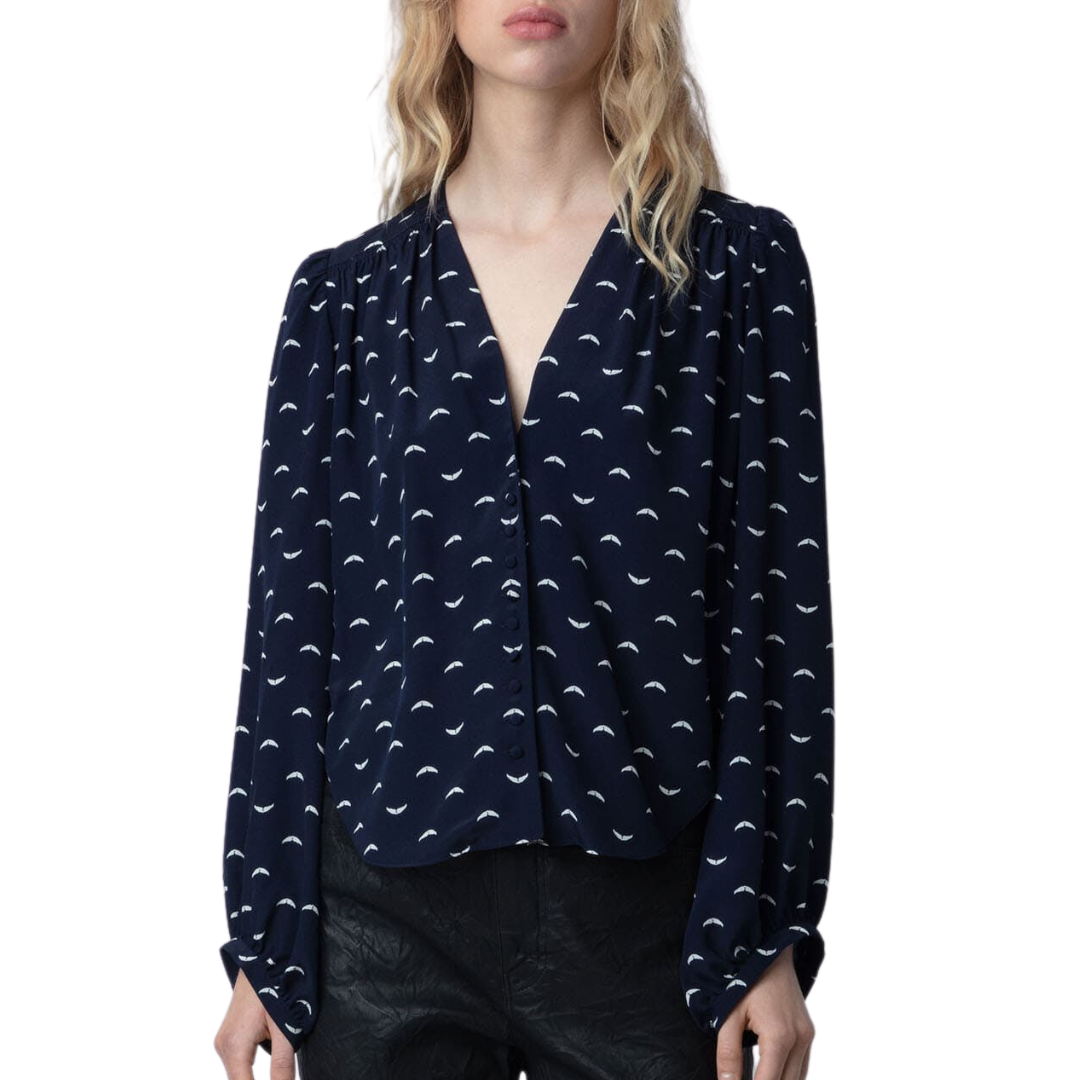 Turin Silk Blouse in Marine