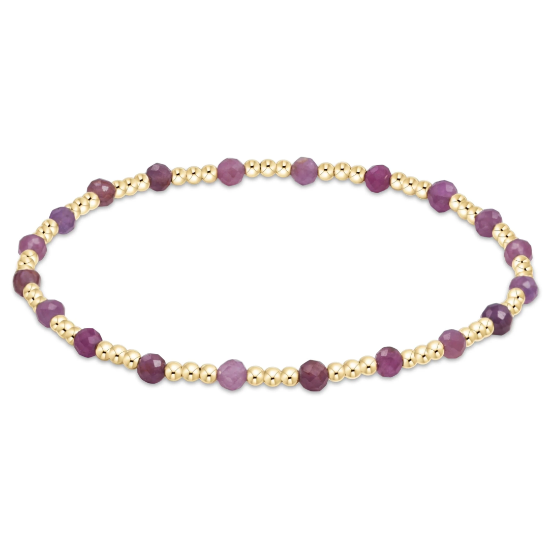 Gemstone Gold Sincerity Pattern 3mm Bead Bracelet in Ruby