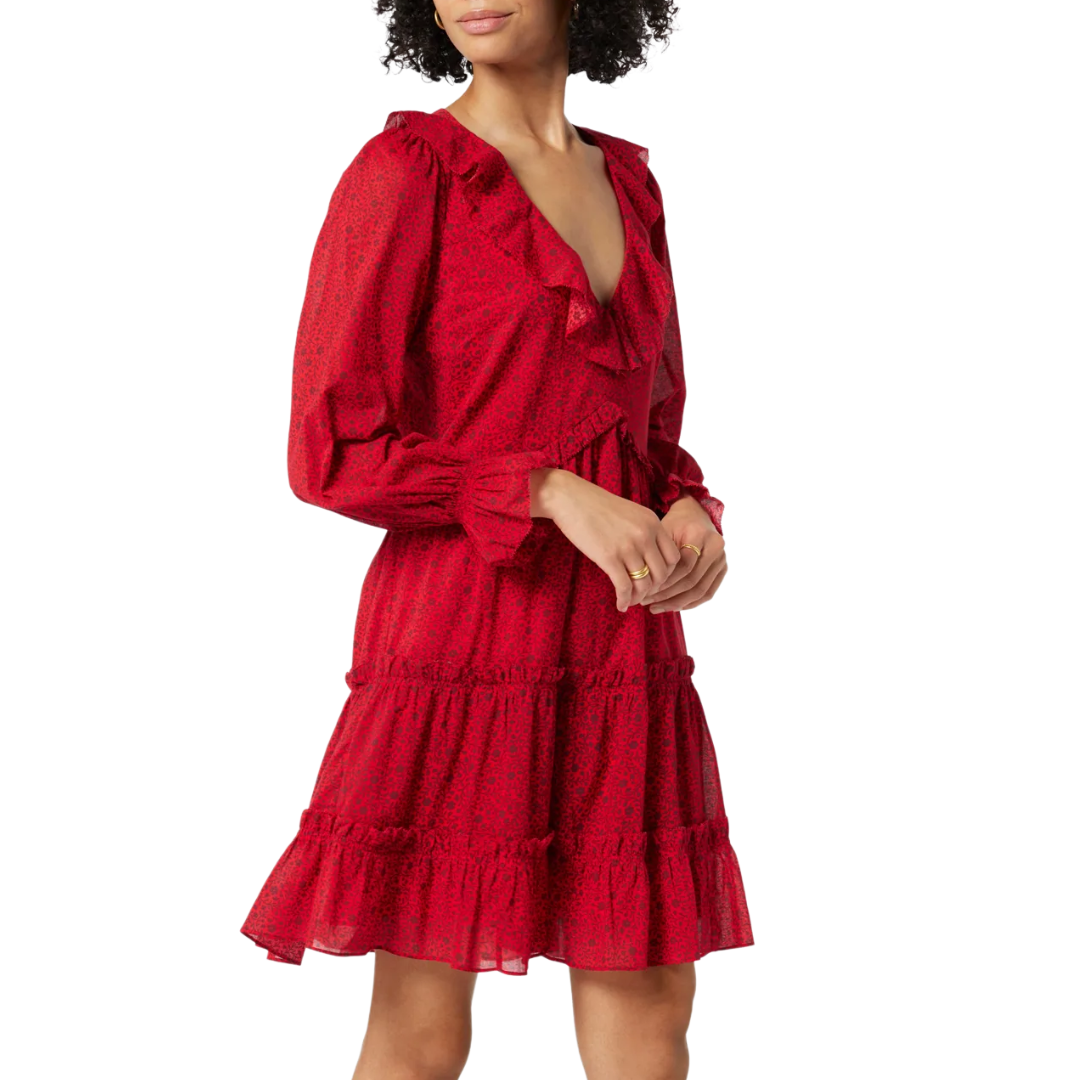 Adanson Mini Cotton Dress in True Red Plum Perfect