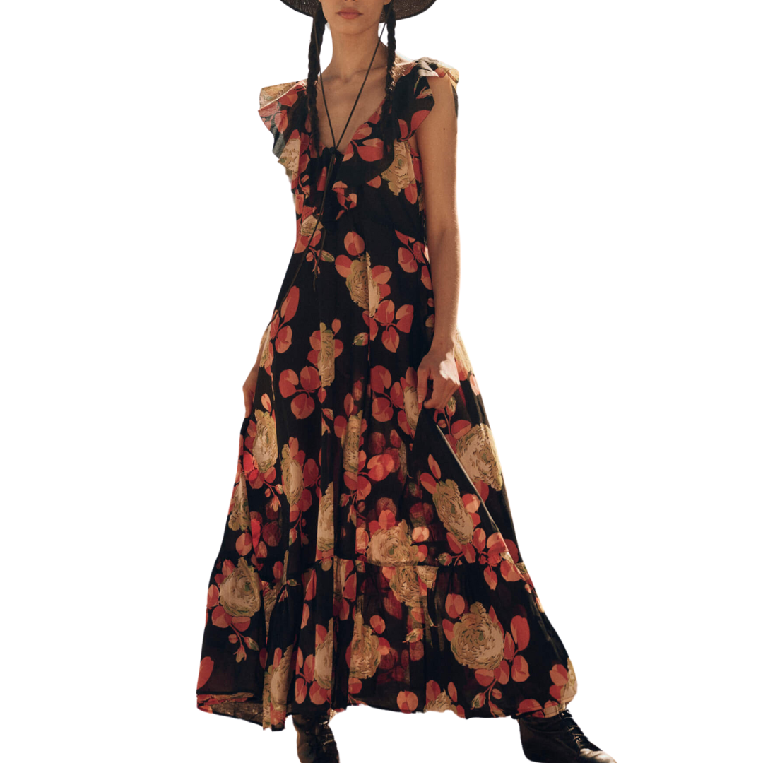 The Geranium Dress in Cabbage Rose Print
