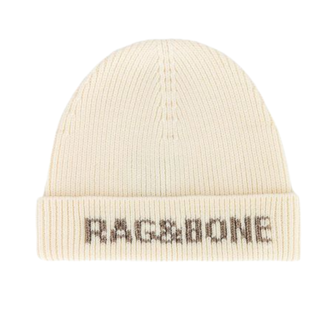 RAG & BONE - Knitted Wool Beanie Cap Ivory Rag & Bone Blake Tonal Beanie in Ivory | REVOLVE main image 4