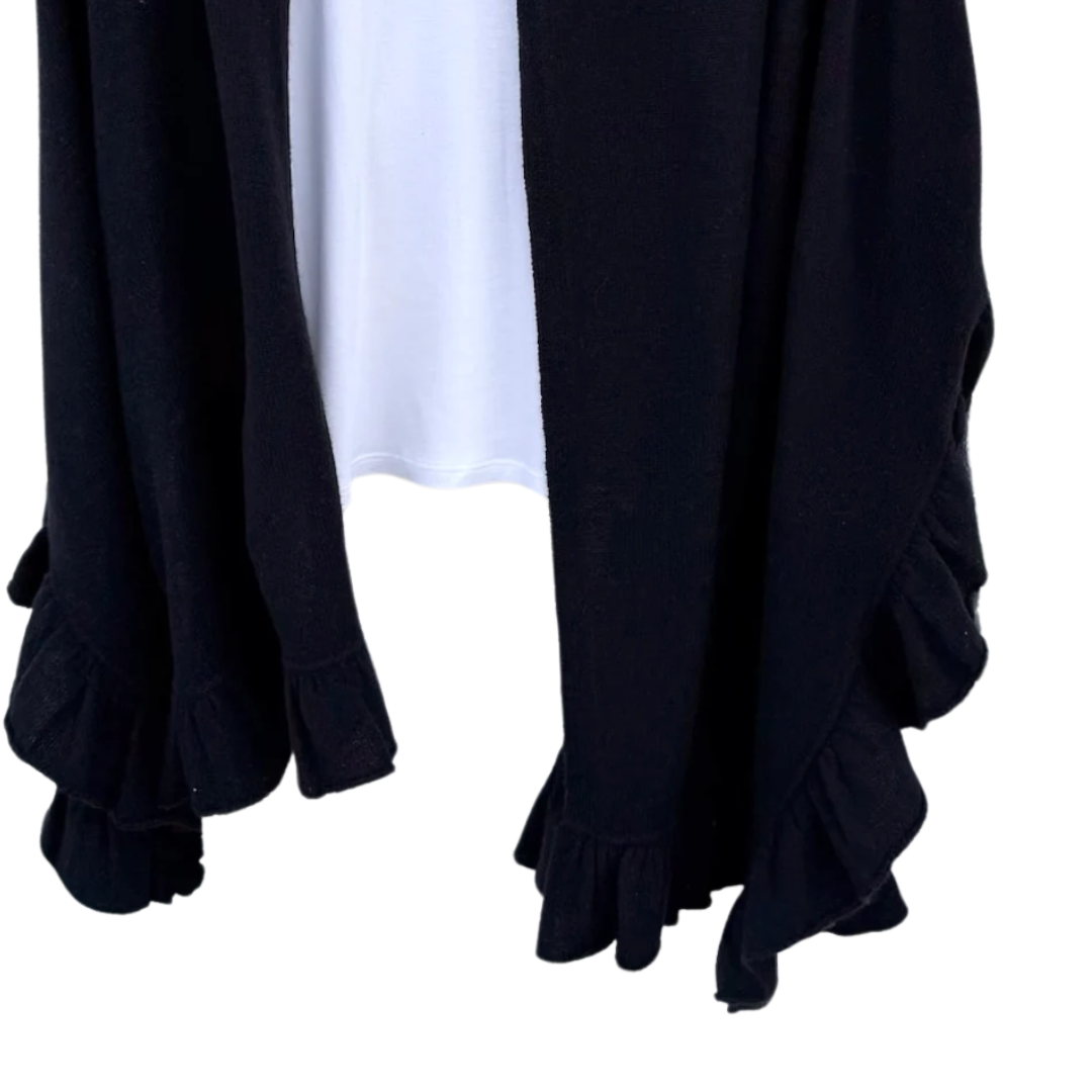 Ruffle Trim Wrap in Black