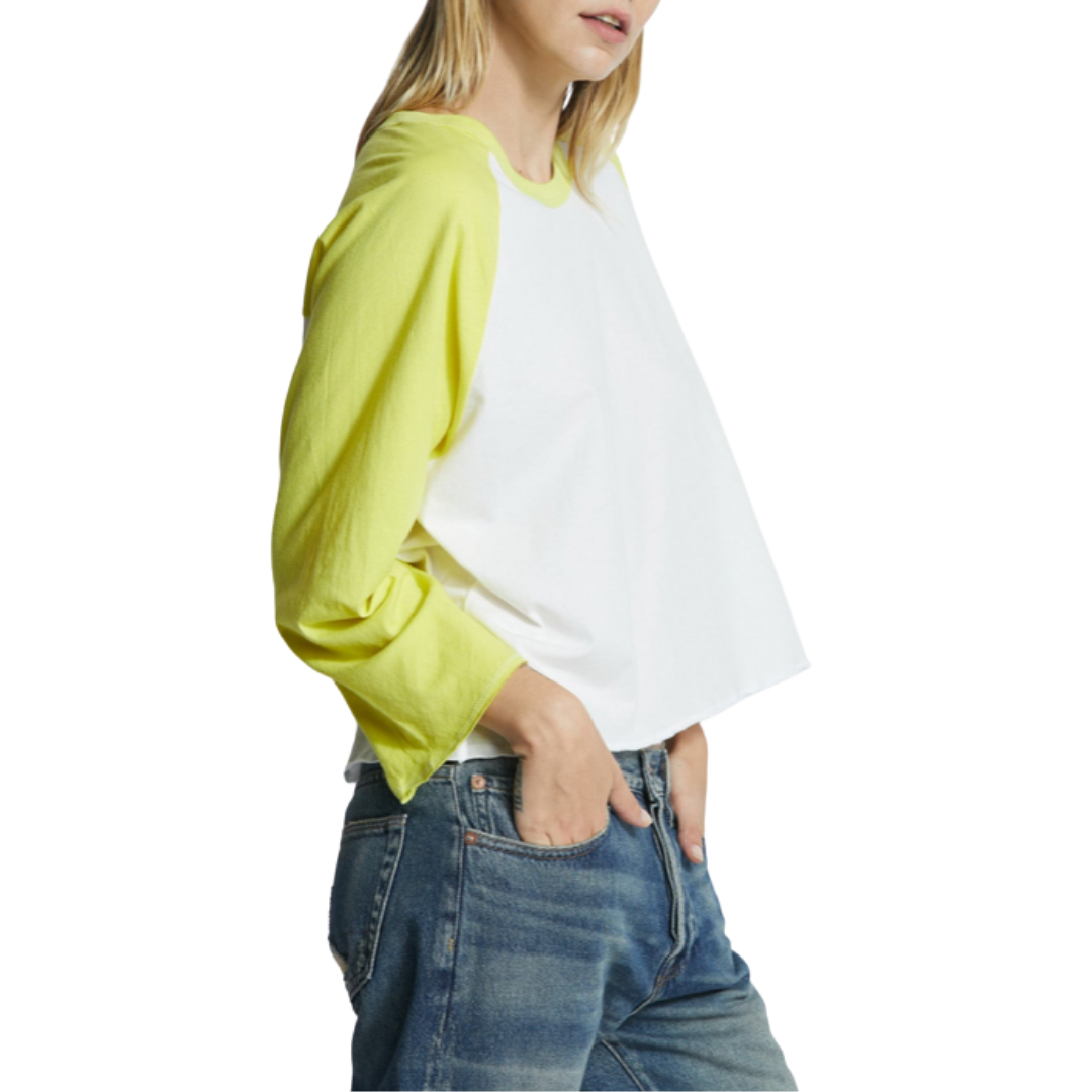 Sawyer Tee in White / Chartreuse