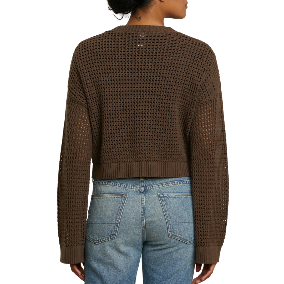 Blayne Crochet Crop Crew in Brown