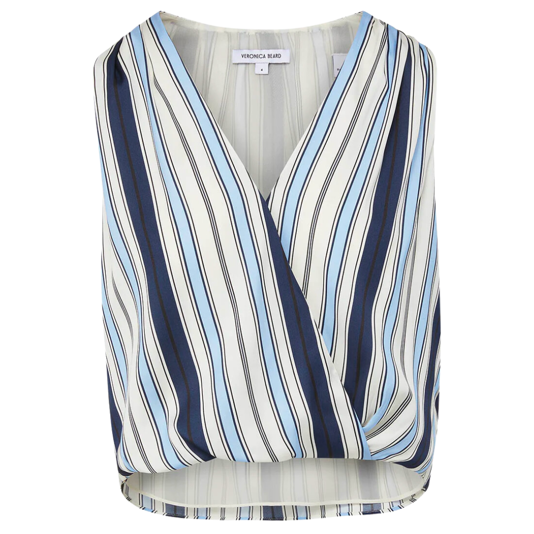 Rahi Striped Stretch-Silk Top in Blue Multi