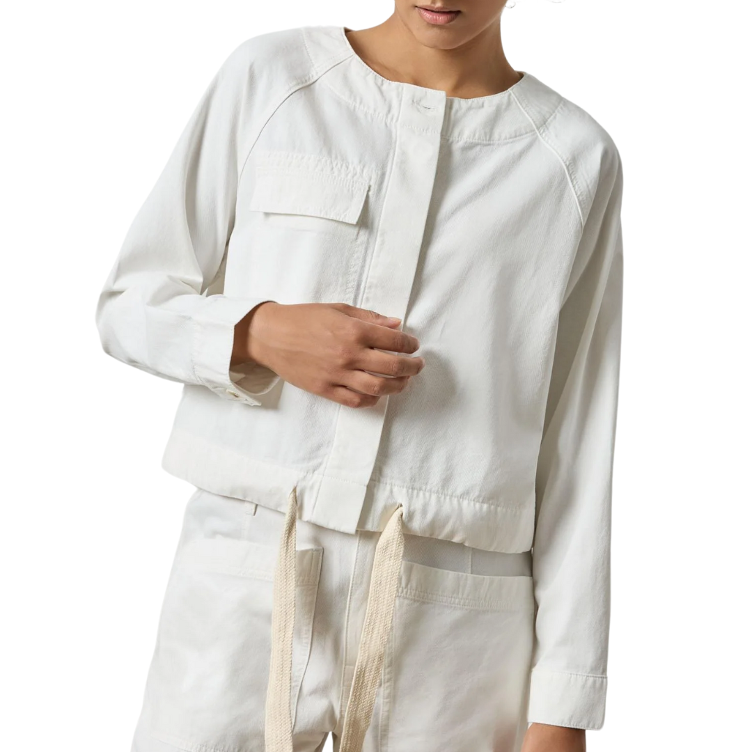 Drawstring Waist Jacket in White