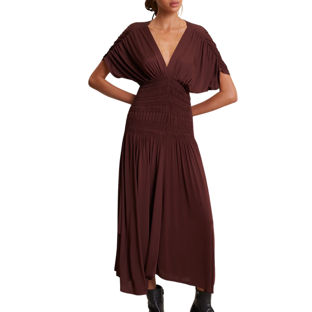 A.L.C. Demi Jersey Midi Dress in Bitter Chocolate in Vermont A.L.C. Demi Jersey Midi Dress in Bitter Chocolate in Vermont