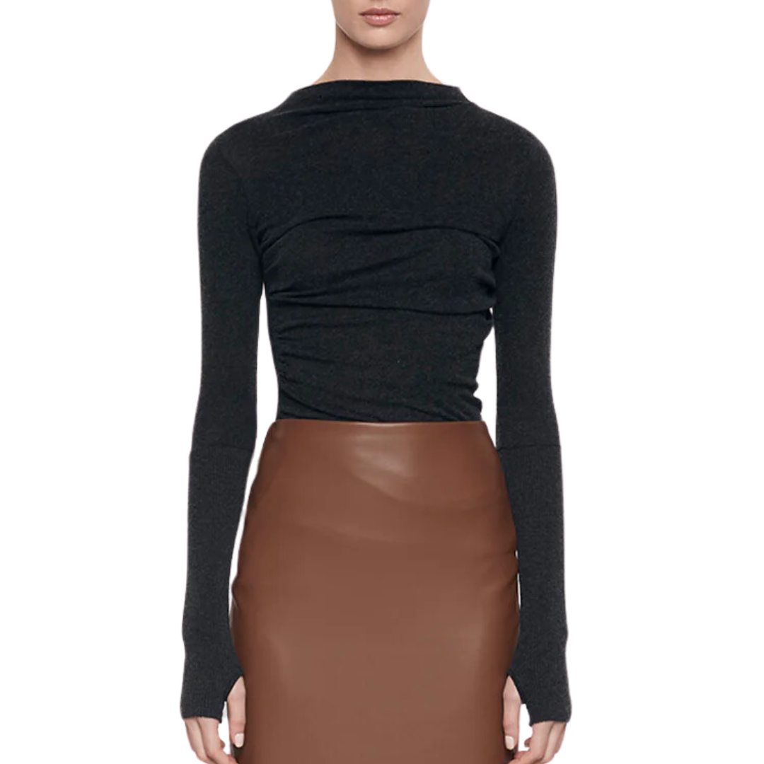 Cashmere Twist Top in Charcoal