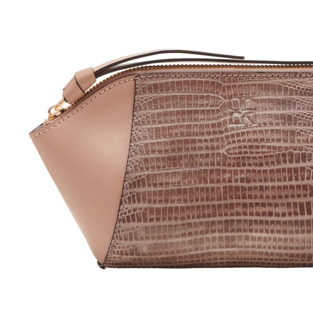 Imogen Large Makeup Pouch in Graphite Lizard