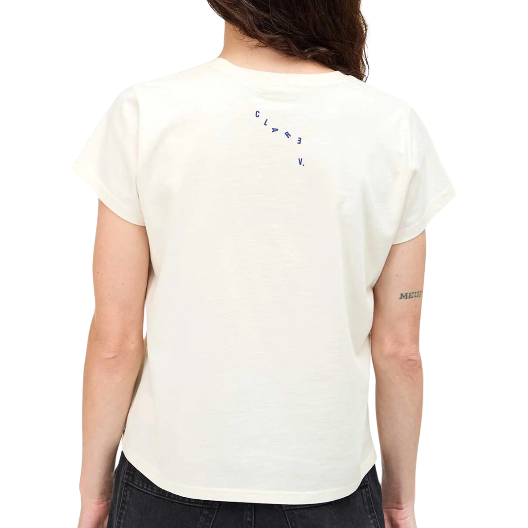 Classic Tee in Cream w/ Royal Blue Block Ciao