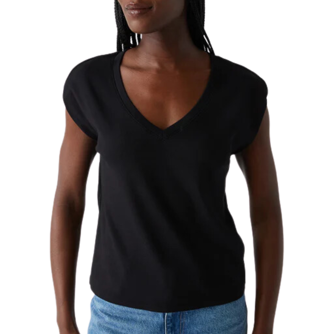 Tati Power Shoulder Top in Black
