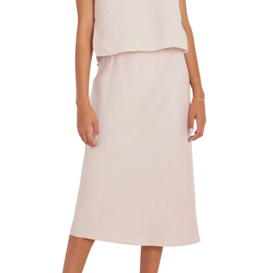 Rian Linen Skirt in Peony