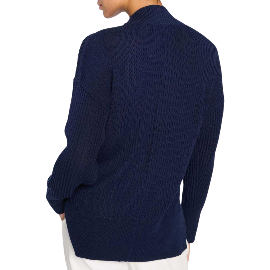 The Organic Famke Tie Neck Sweater in Hale Navy