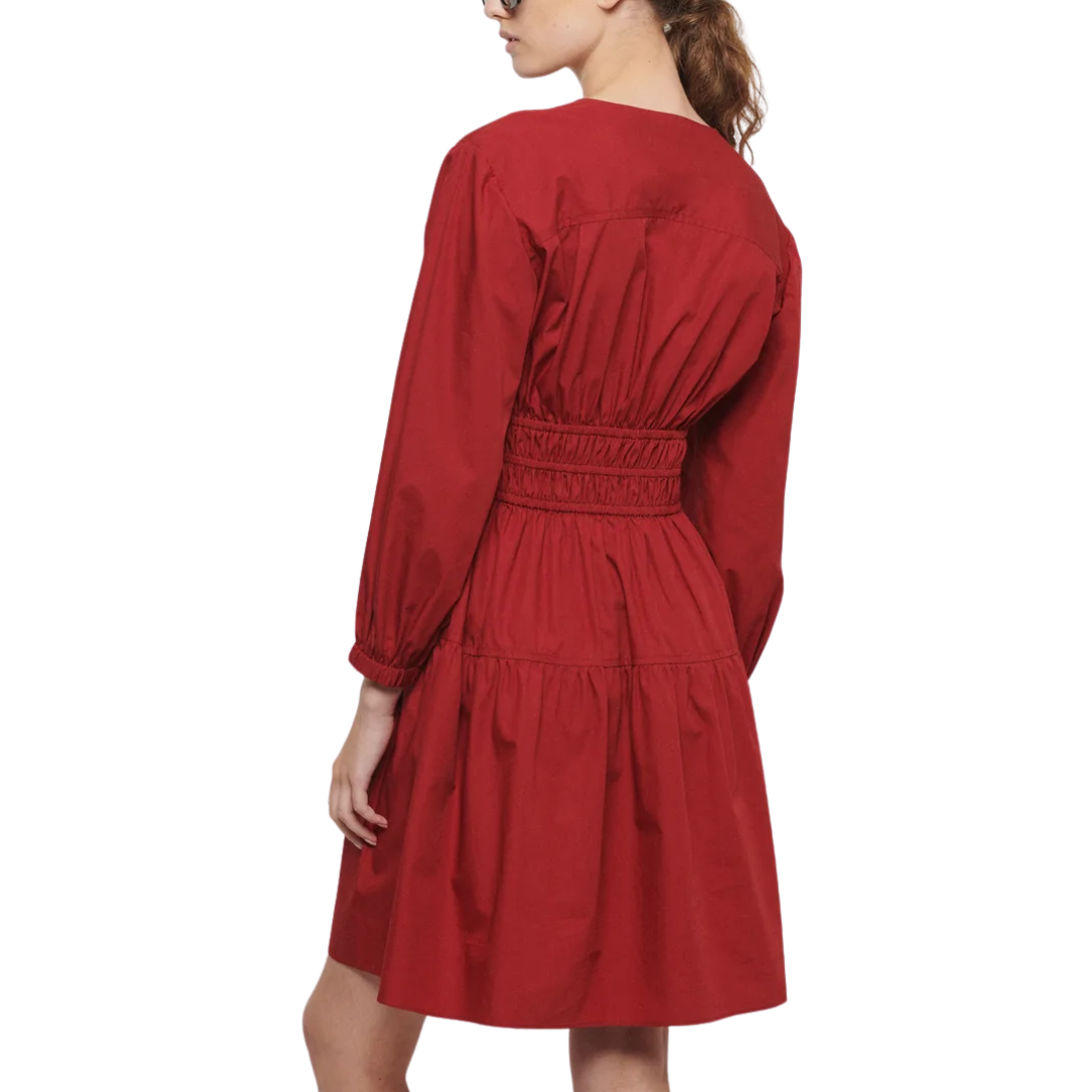 Emma V-Neck Dress in Merlot