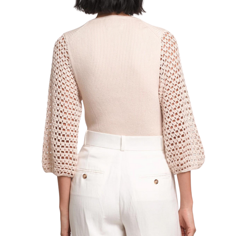 Pietra Crochet Sleeve Top in Ivory