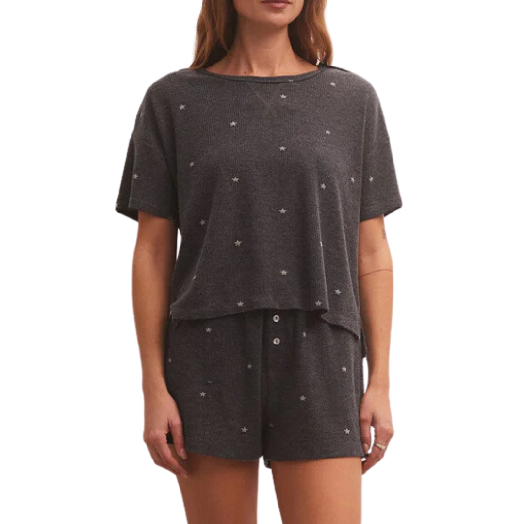 Cozy Days Star Short in Heather Black