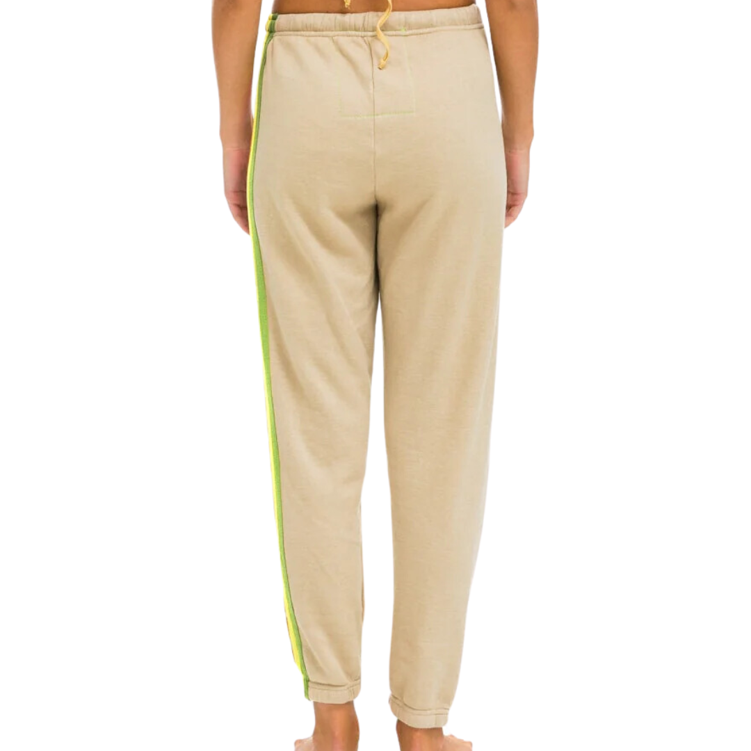 5 Stripe Sweatpants in Sand/Pink/Green