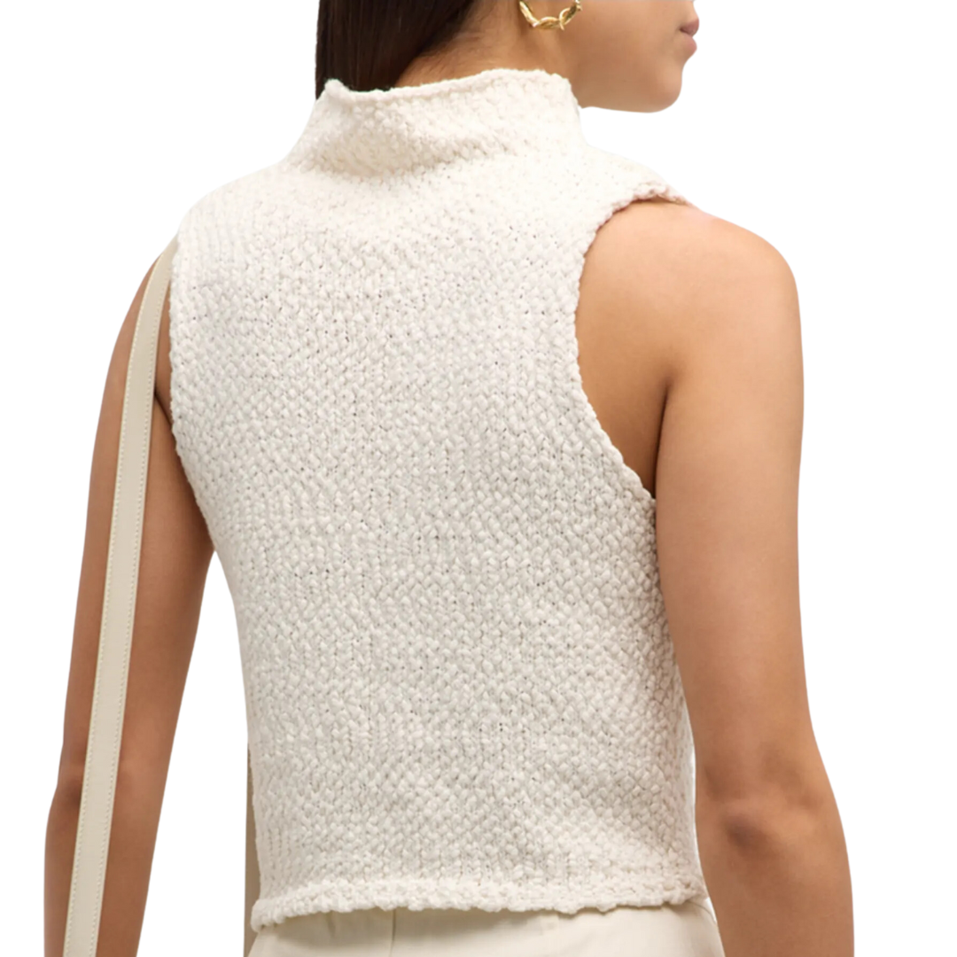 Atticus Roll Neck Cropped Tank in Gardenia
