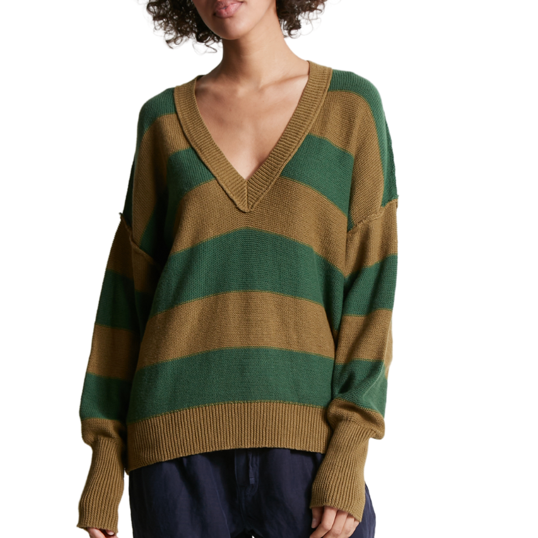 Gracie Sweater in Juniper/Camo Stripe