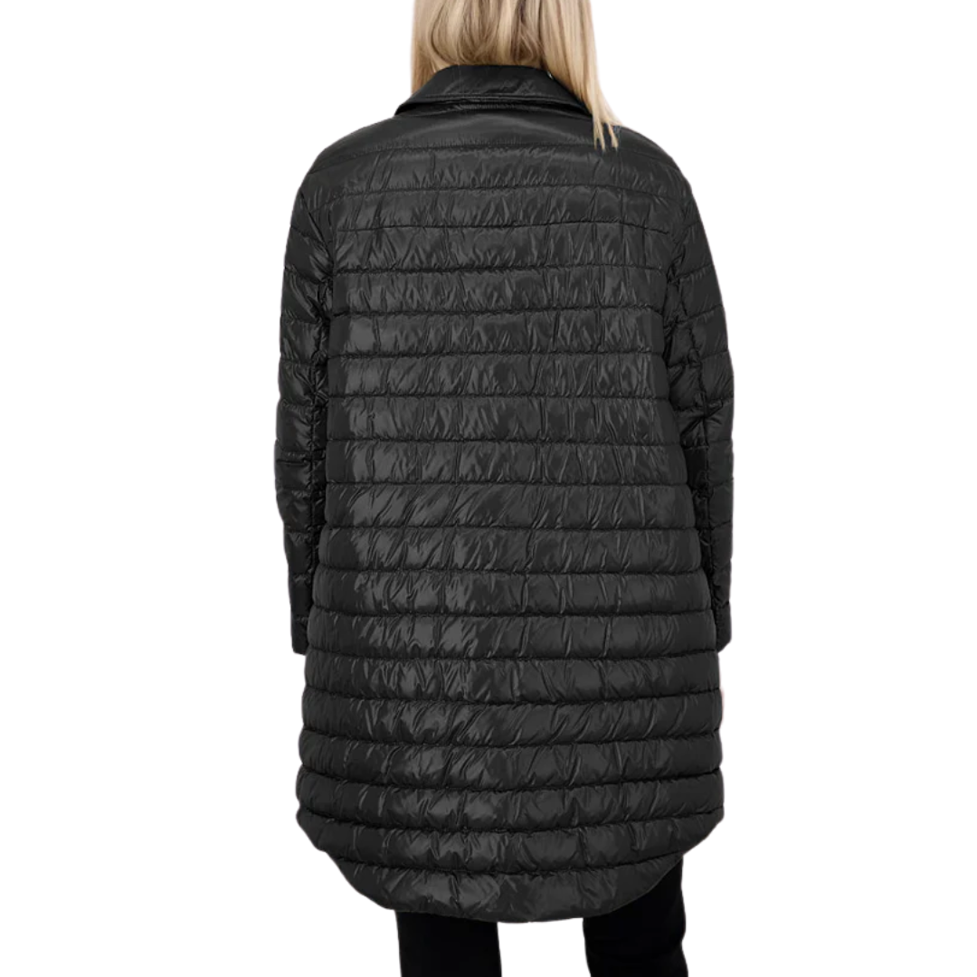 Lightweight Button Up Padded Coat in Black