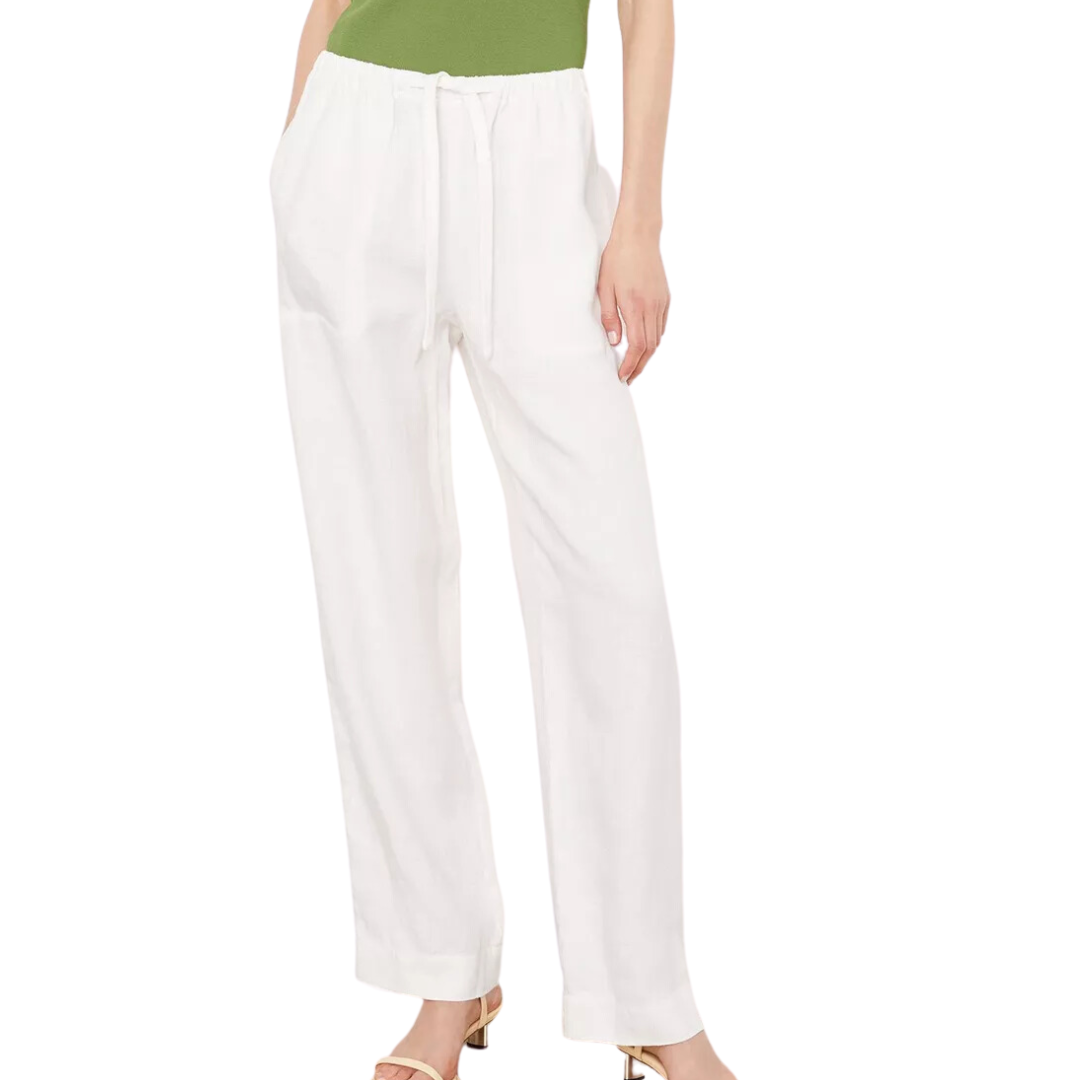 Tie-Front Pull-On Pant in Off White