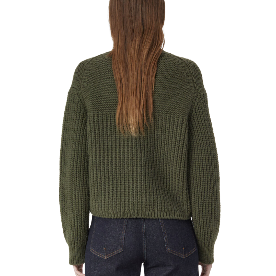 Alpaca Mix Cardigan in Industrial Green