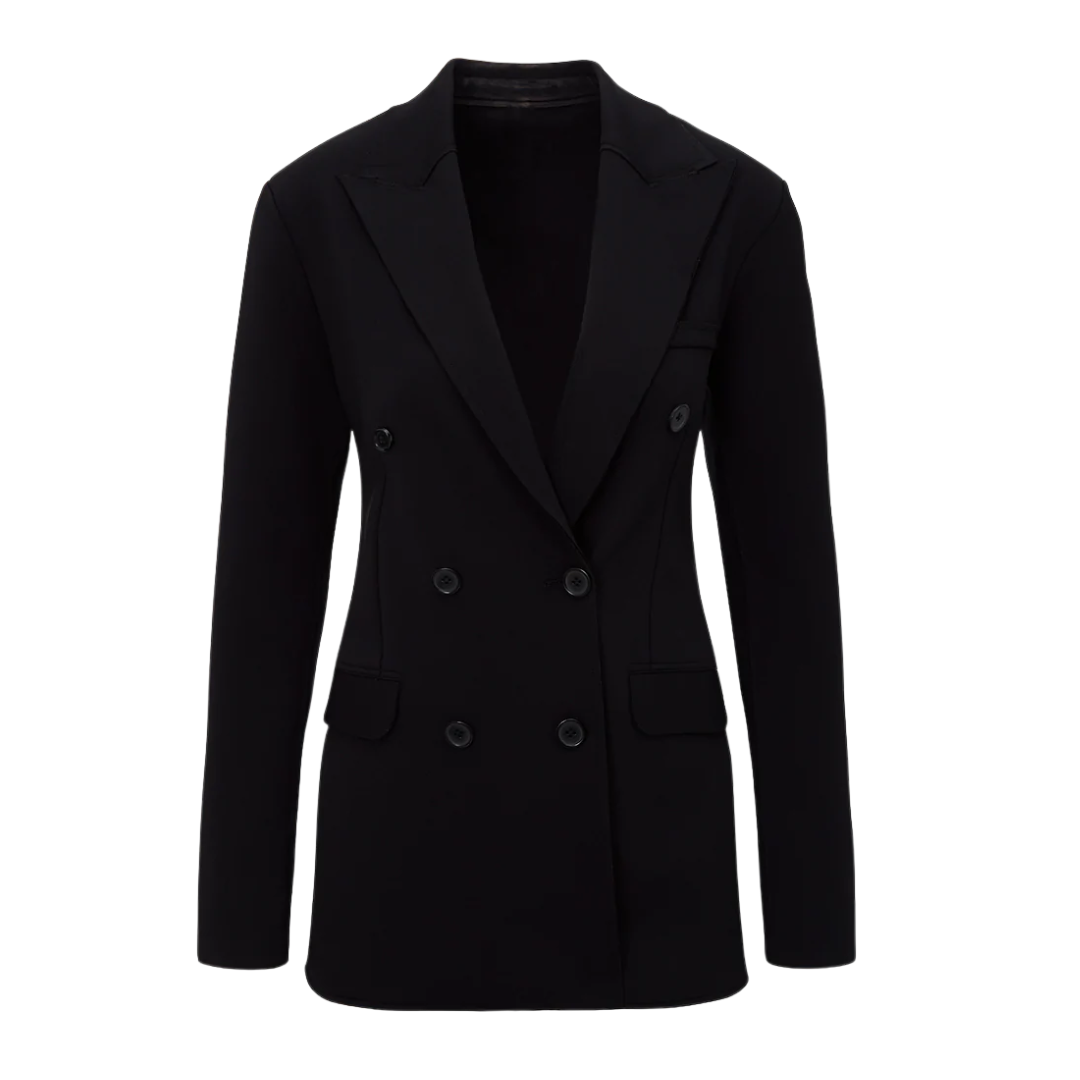 Neoprene CEO Double-Breasted Blazer in Black