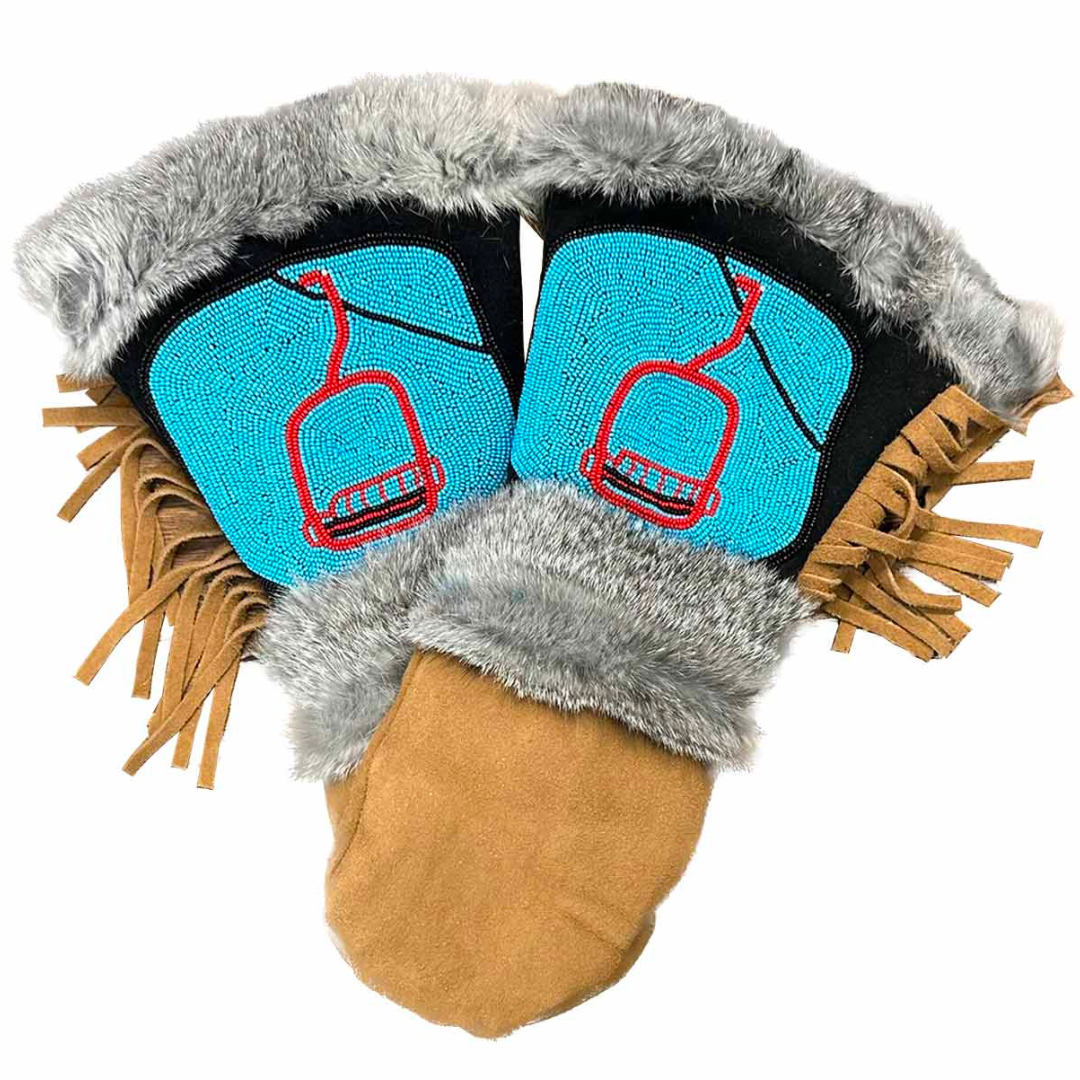 Ruffy Long Cuff Mitten in Brown