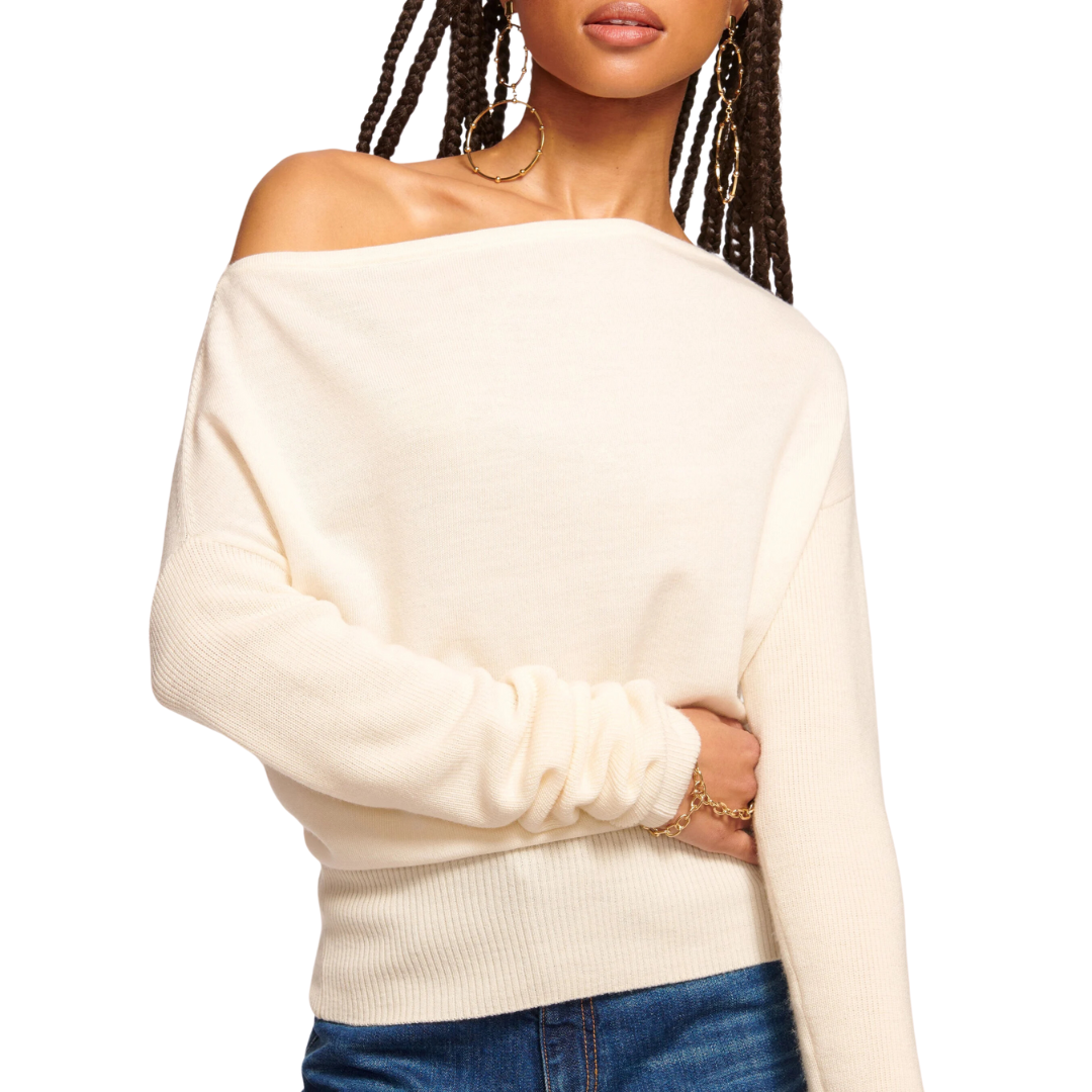 Chance Wool Off-The-Shoulder Sweater in Ivory