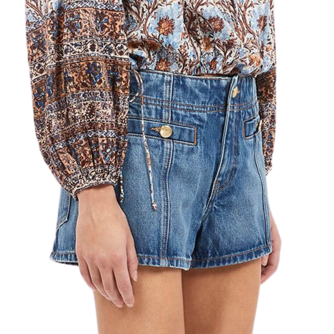 The Camille Short in Danube Medium Indigo Wash