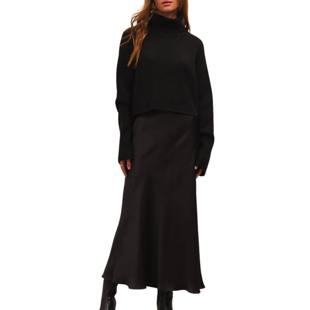 Europa Luxe Sheen Skirt in Black