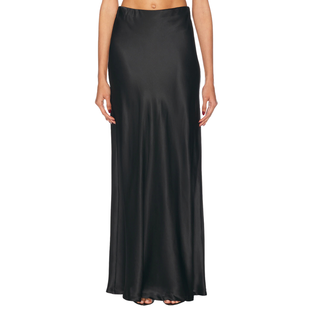 Silk Full Length Skirt in Black
