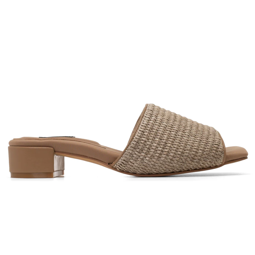 Raffia Square Heel in Natural