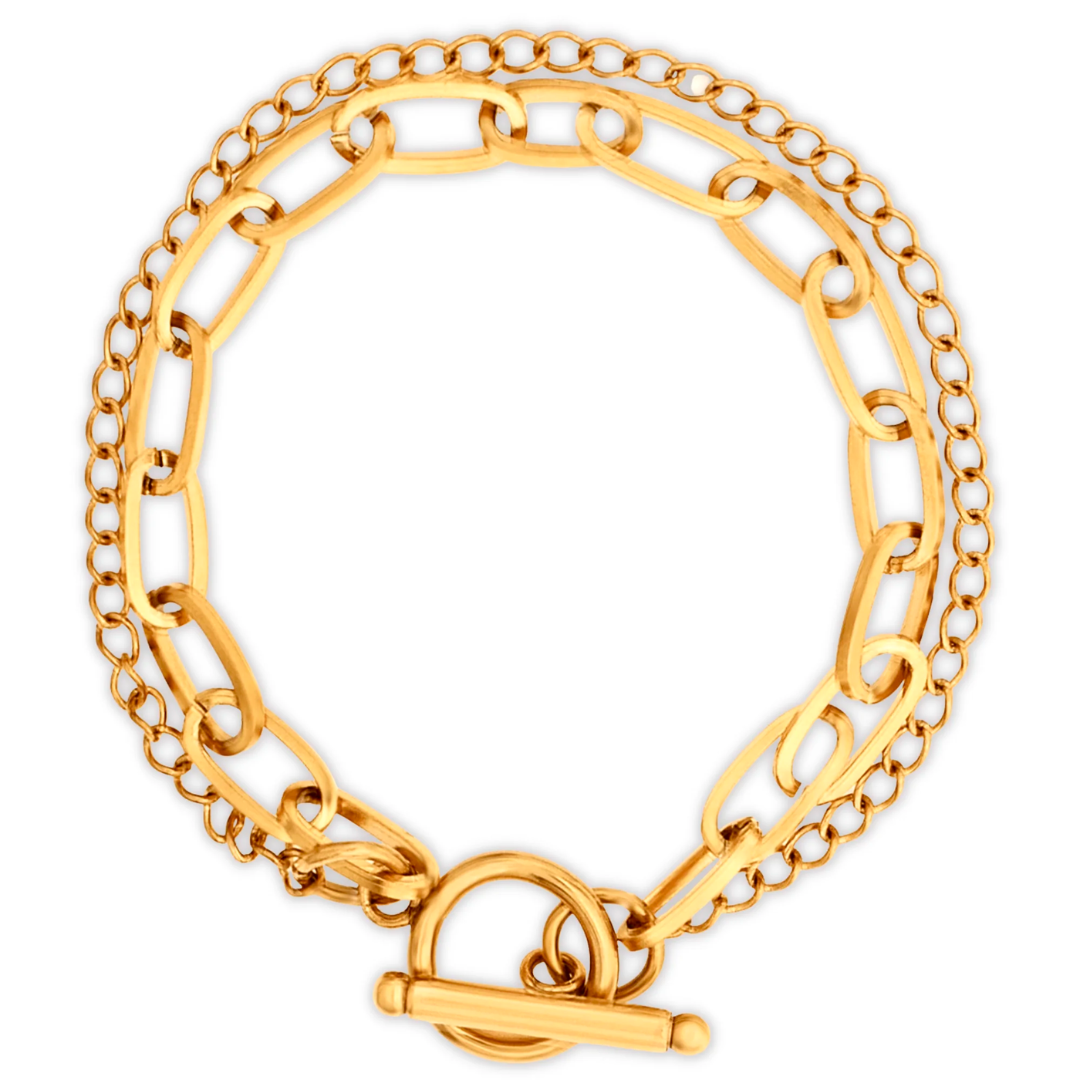 Arden Double Chain Toggle Bracelet in Gold