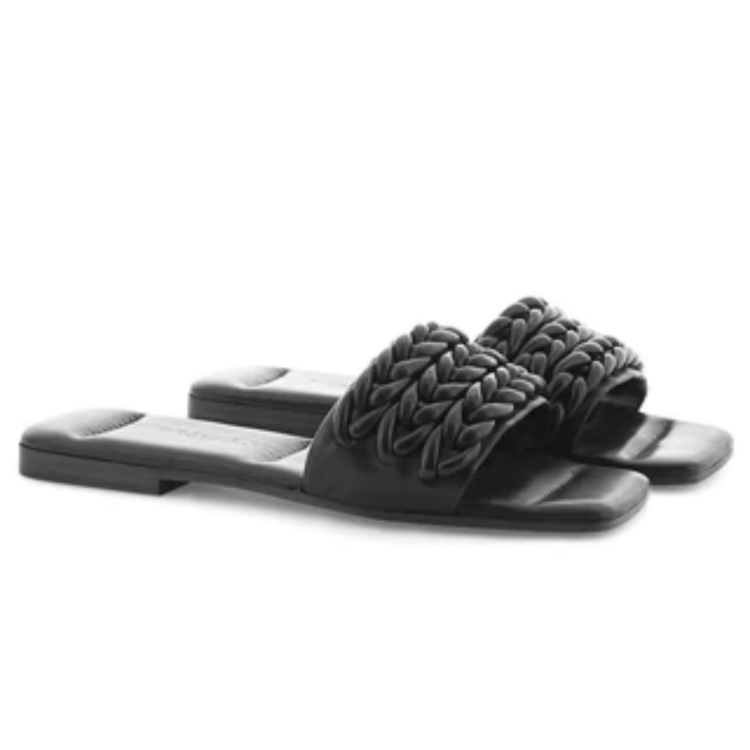 Rio Braided Slides in Black