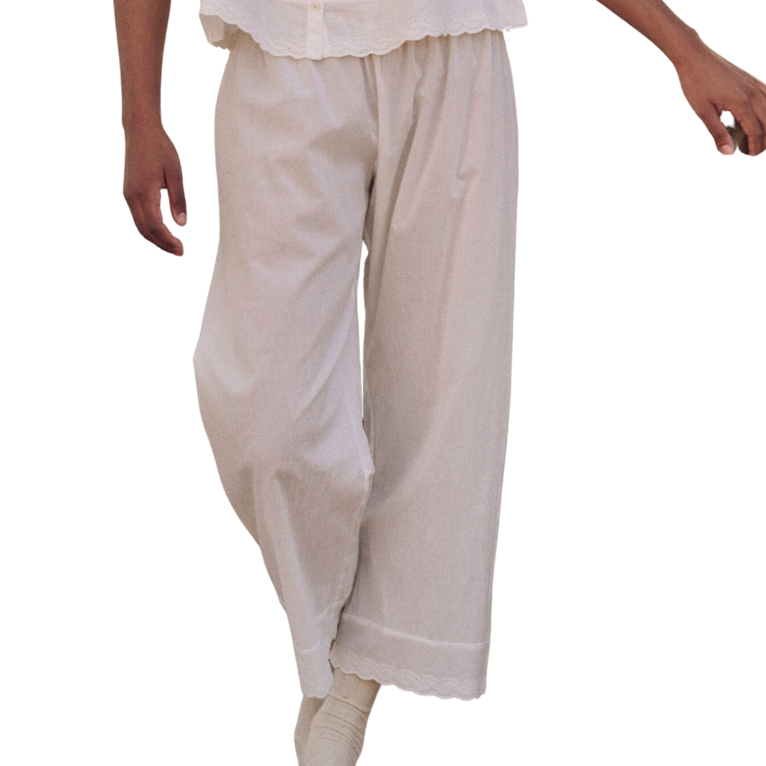 The Eyelet Easy Sleep Pant in True White