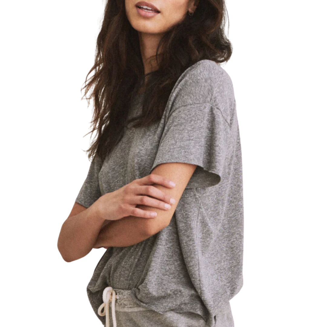 The Crop Tee in Heather Grey