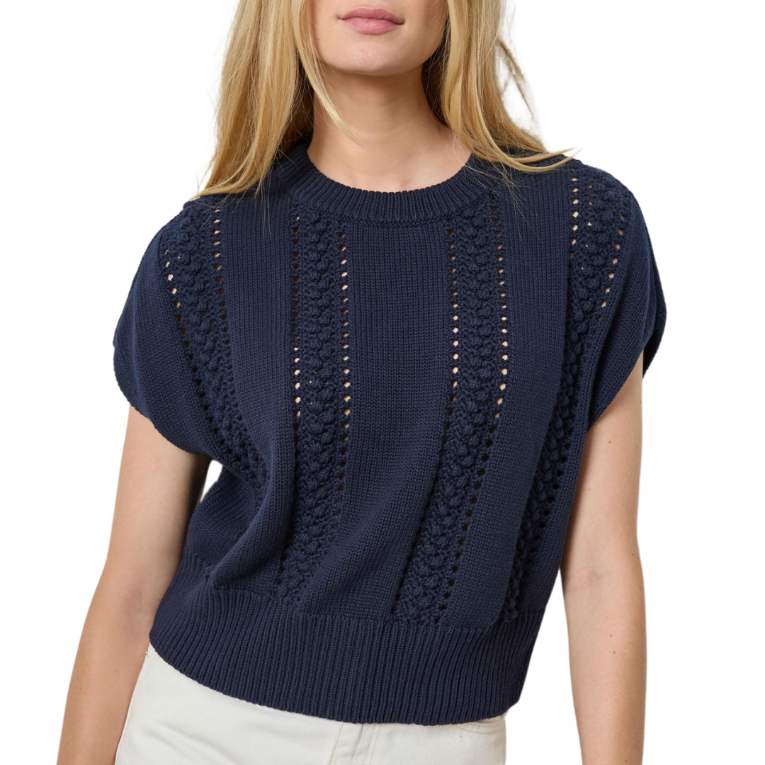 Wedge Crewneck Sweater in Navy