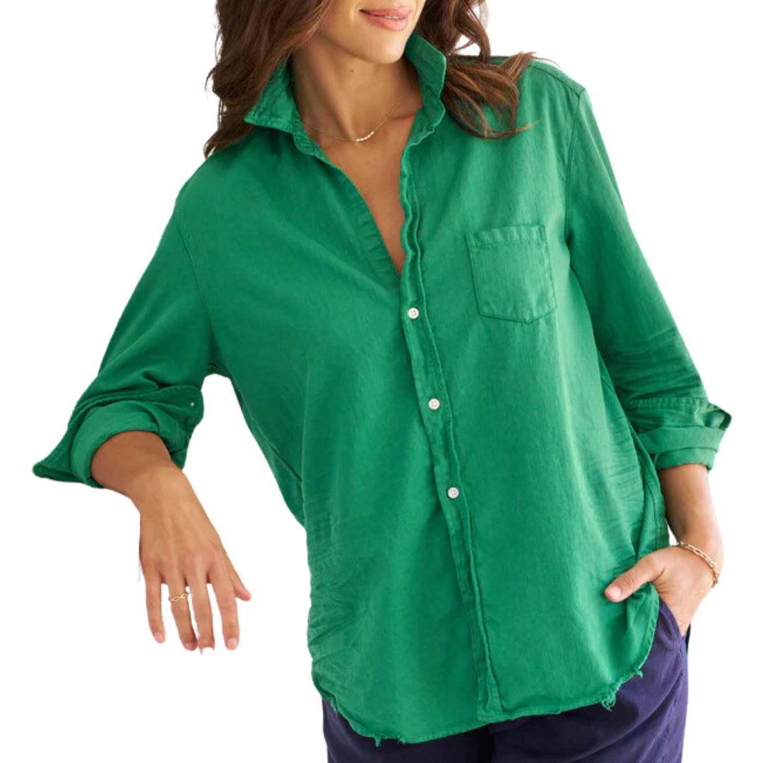 Eileen Relaxed Button-Up Shirt in Clover