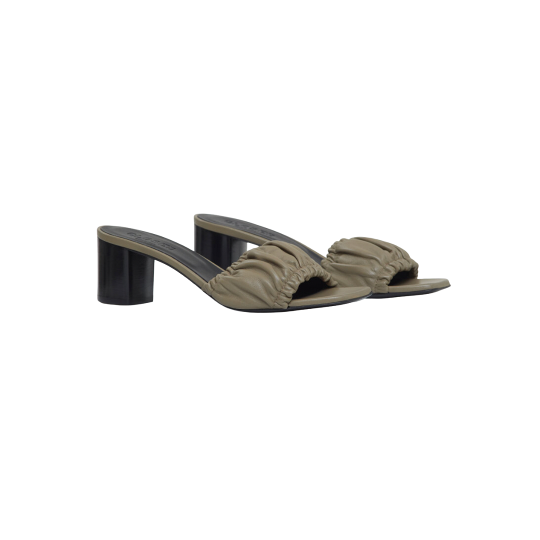 Closed Leather Mules in Burlywood