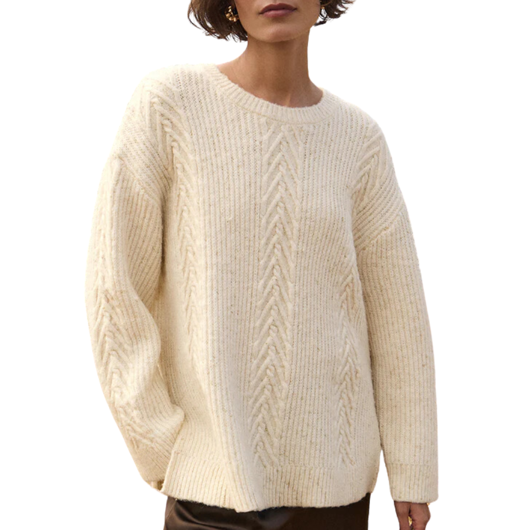All That Glitters Cable Knit Sweater in Champagne