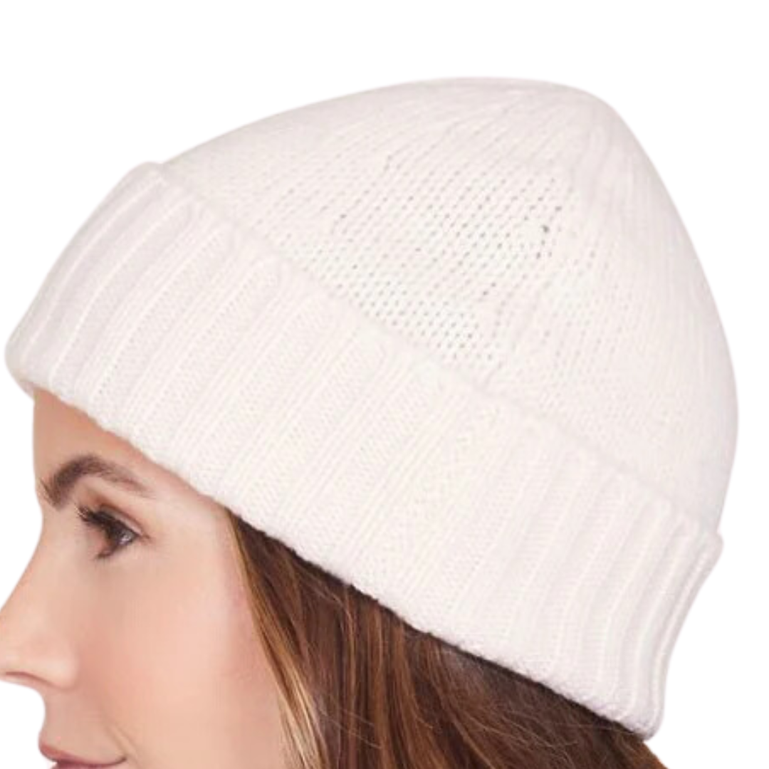 Stella Cashmere Beanie in Ivory