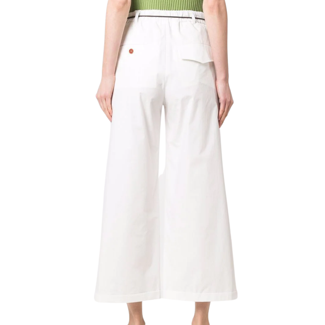 Wide Pleat Trousers in White