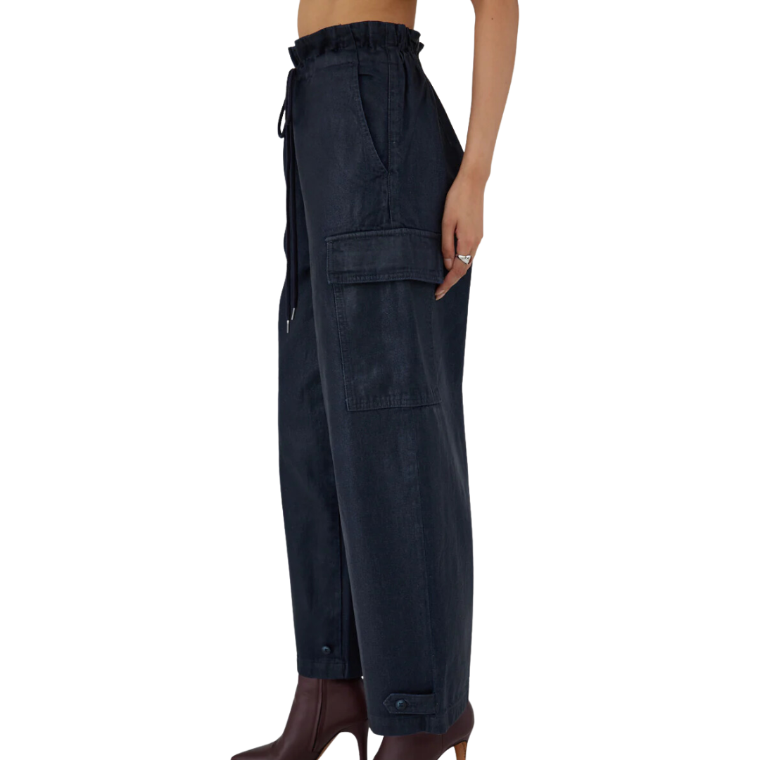 Adelaide Denim Cargo Pants in Dark Blue