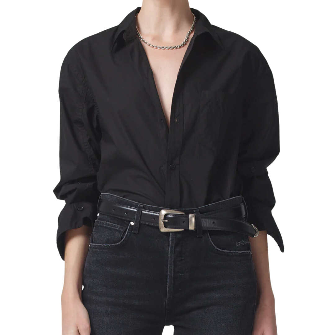 Kayla Shrunken Shirt in Black