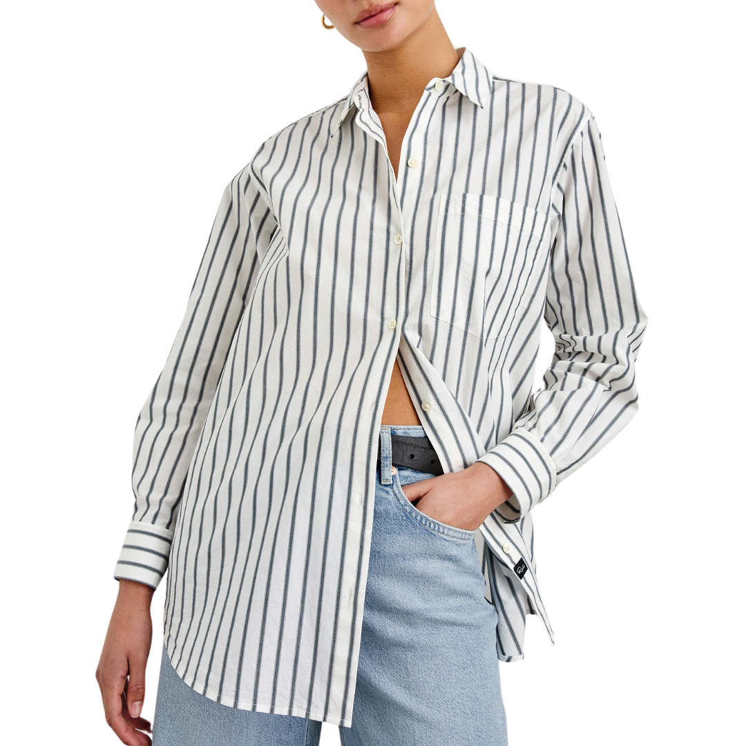 Elsa Shirt in Chalk Slate Stripe